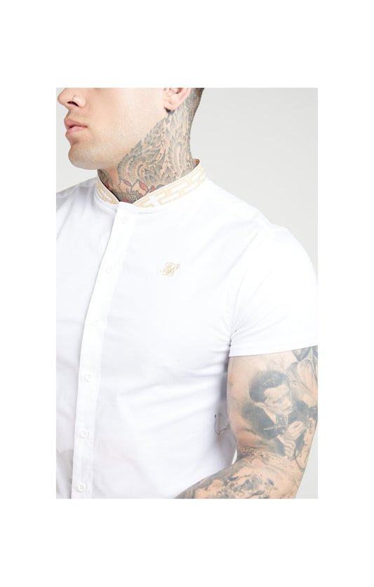 SikSilk S/S Tape Collar Shirt – White & Gold