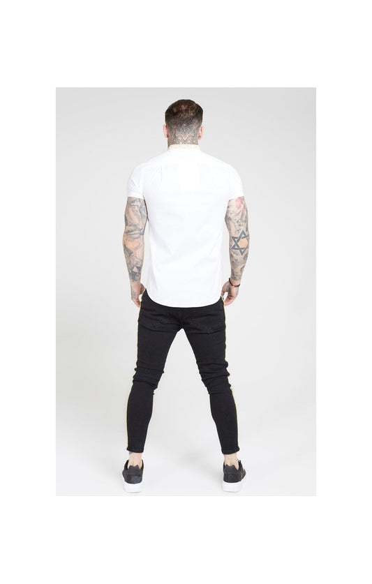 SikSilk S/S Tape Collar Shirt – White & Gold