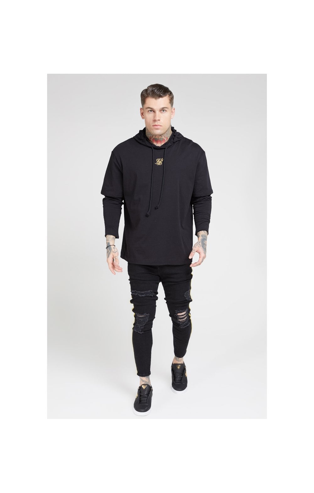 SikSilk L/S Essential Undergarment Cuff Tee - Black & Gold (3)