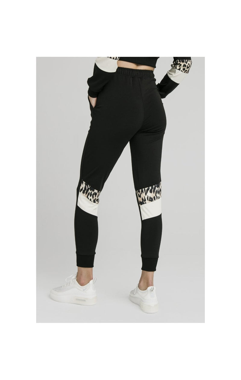 SikSilk Leopard Panel Track Pants – Black (1)