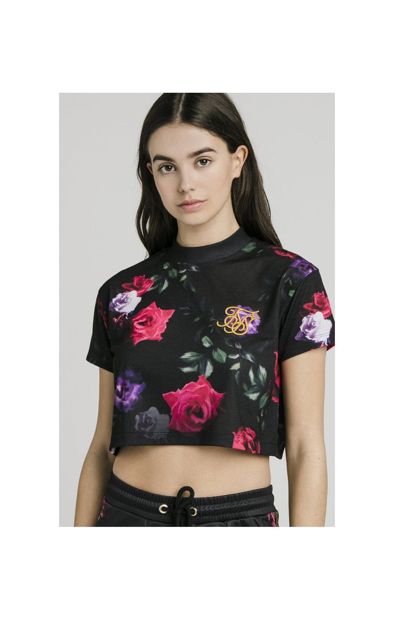 SikSilk Oil Paint Crop Tee - Black