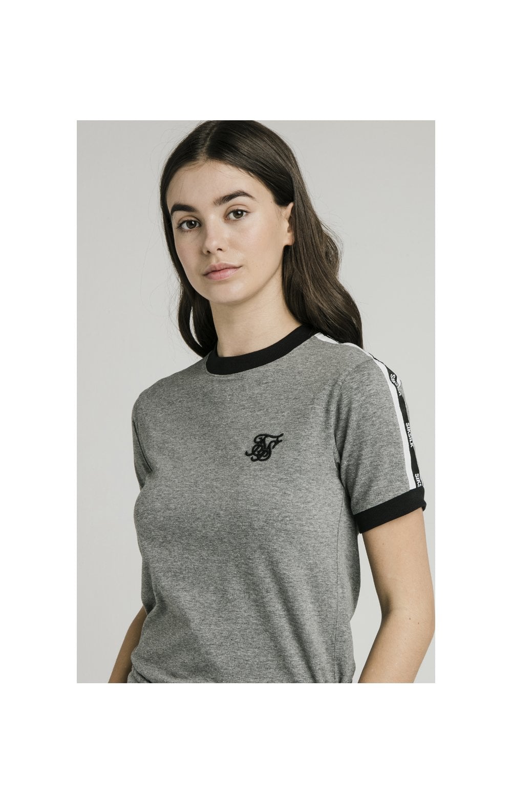 SikSilk S/S Tape Ringer Tee - Grey Marl (2)