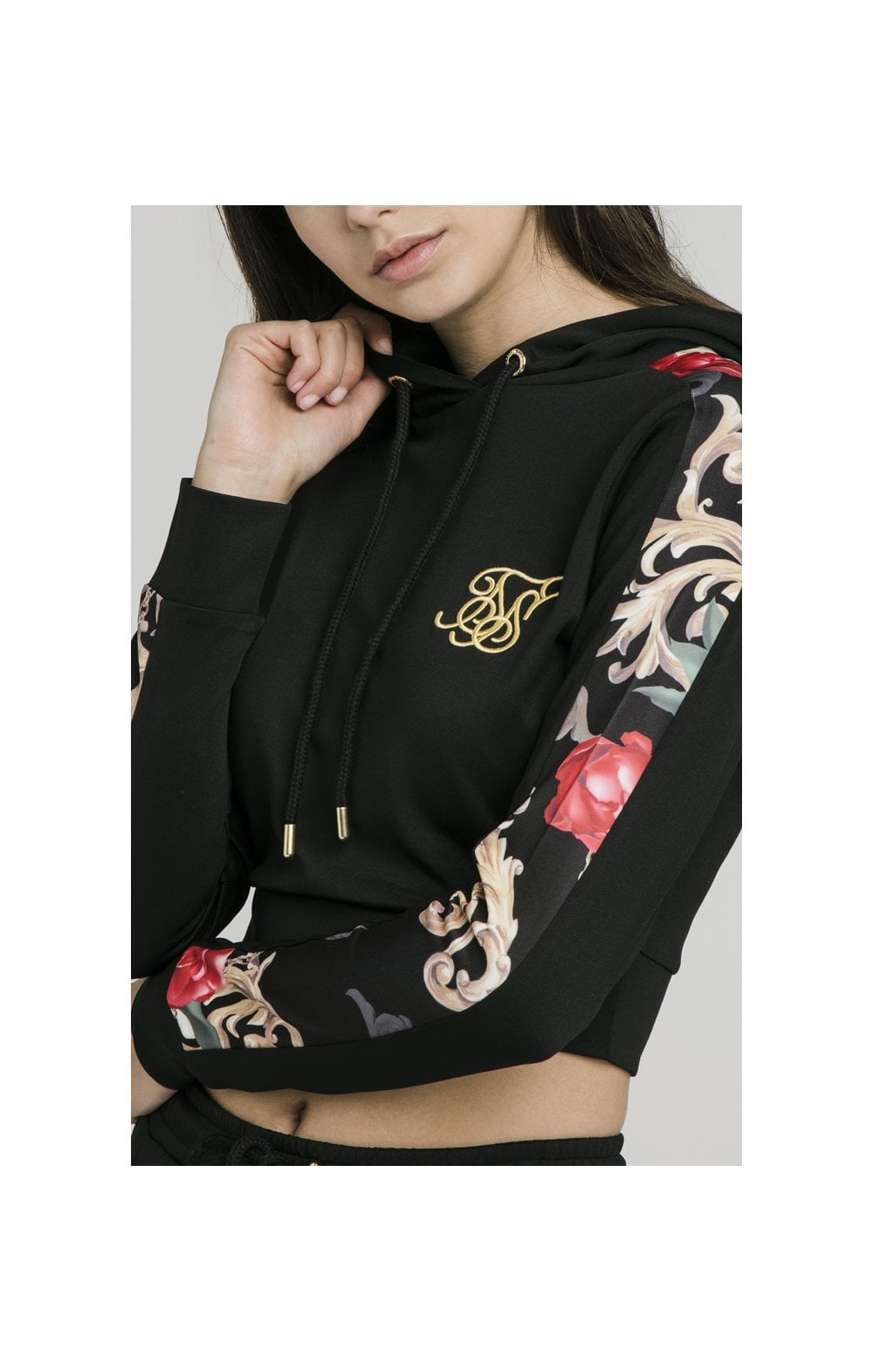 SikSilk Floral Elegance Track Top - Black (1)