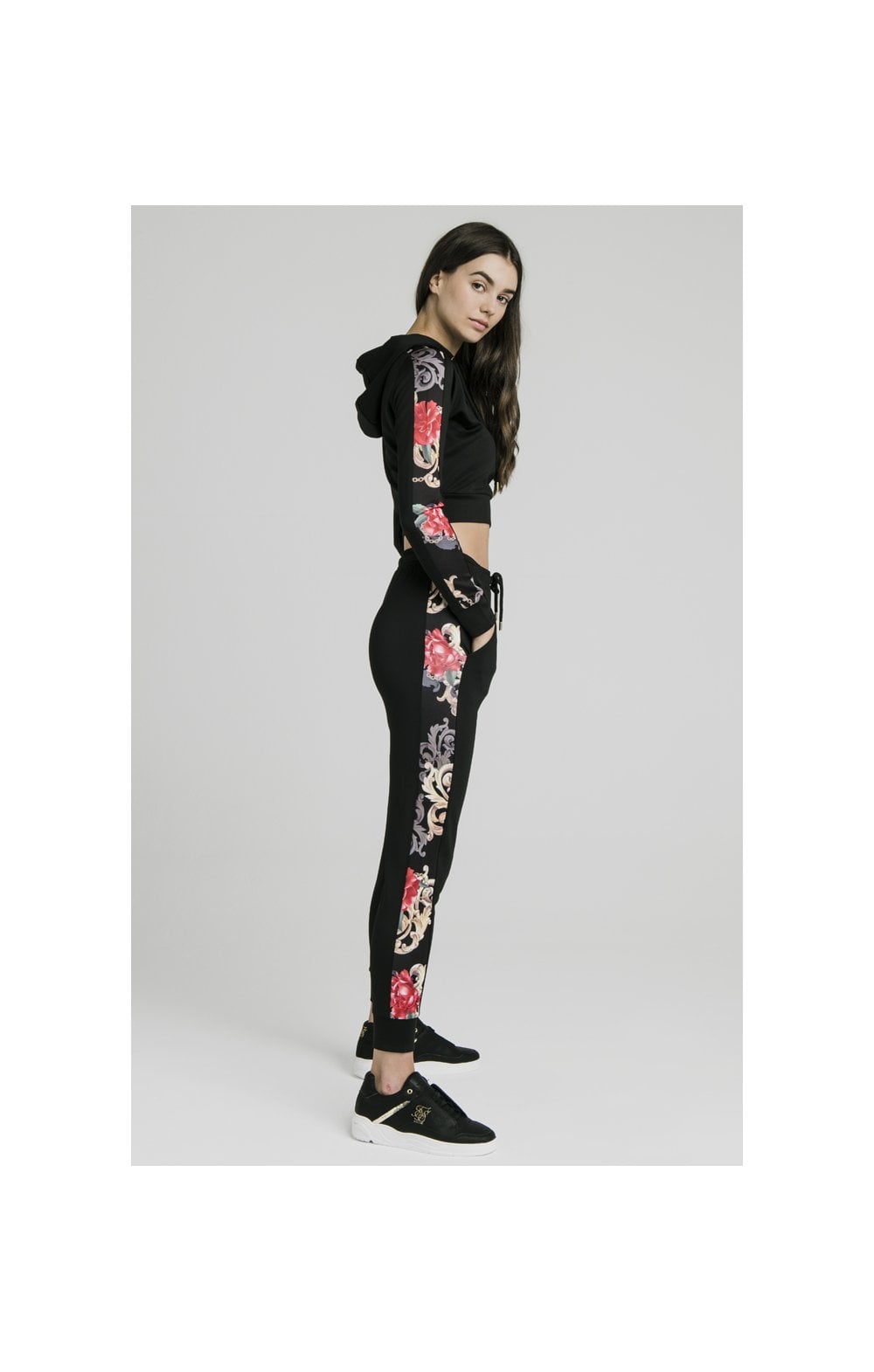 SikSilk Floral Elegance Track Top - Black (4)