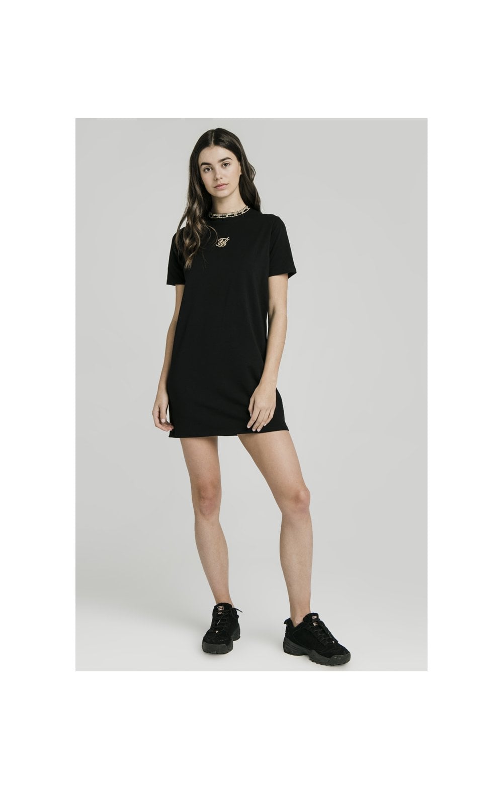 SikSilk Tape Collar T-Shirt Dress - Black (2)