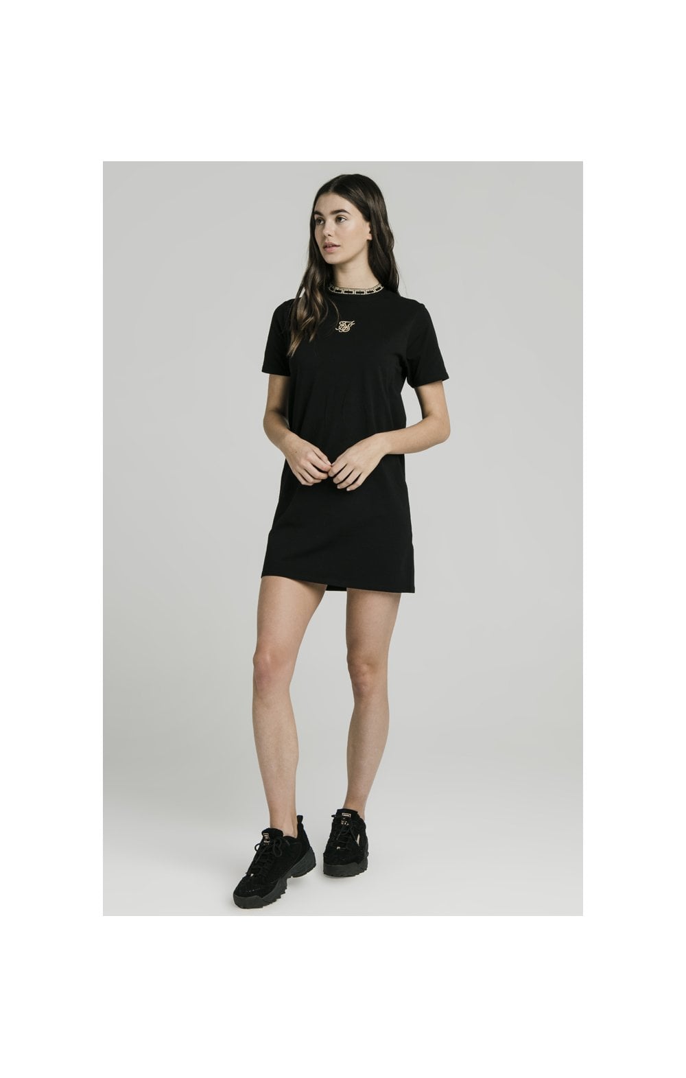SikSilk Tape Collar T-Shirt Dress - Black (3)