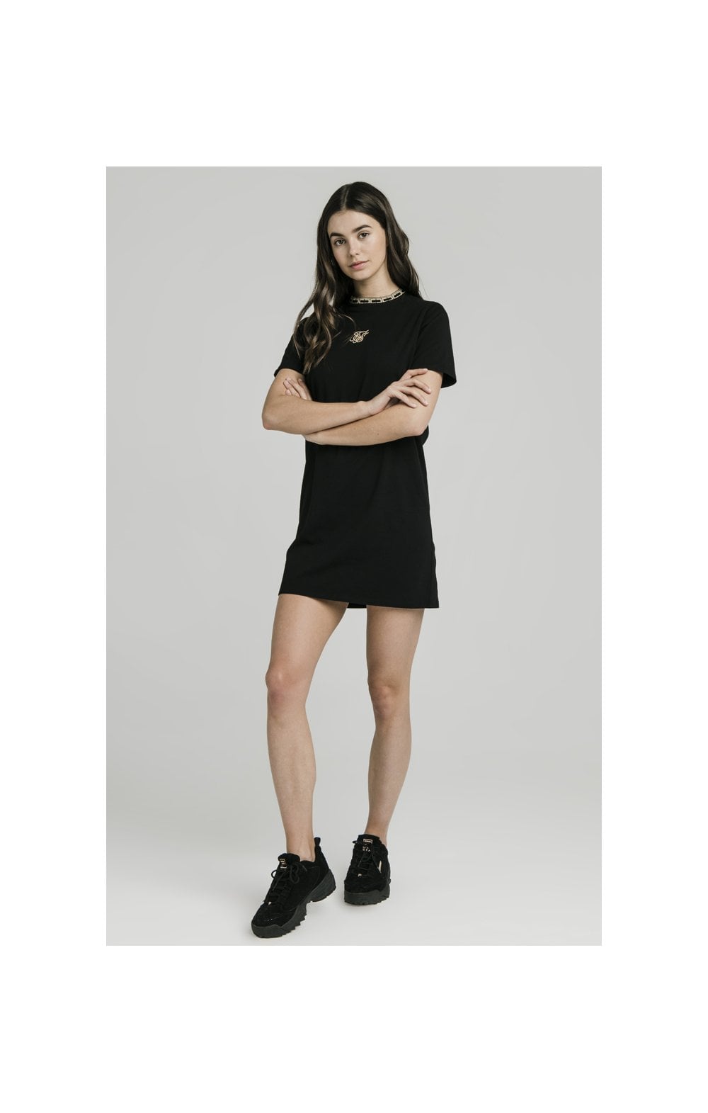 SikSilk Tape Collar T-Shirt Dress - Black (4)