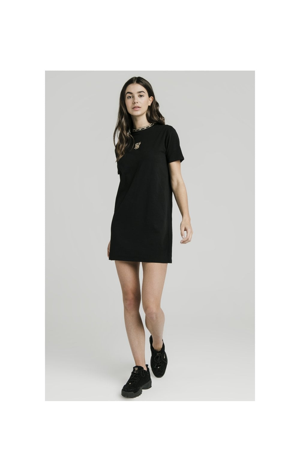 SikSilk Tape Collar T-Shirt Dress - Black (5)