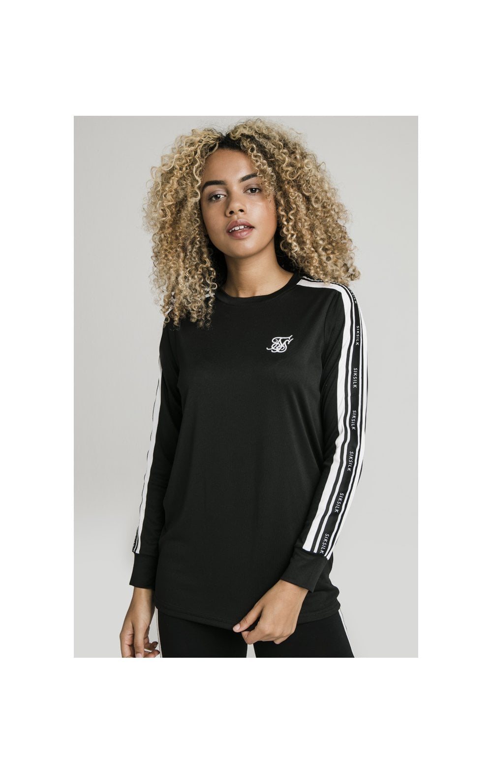 Load image into Gallery viewer, SikSilk L/S Taped Poly Tee - Black &amp; White