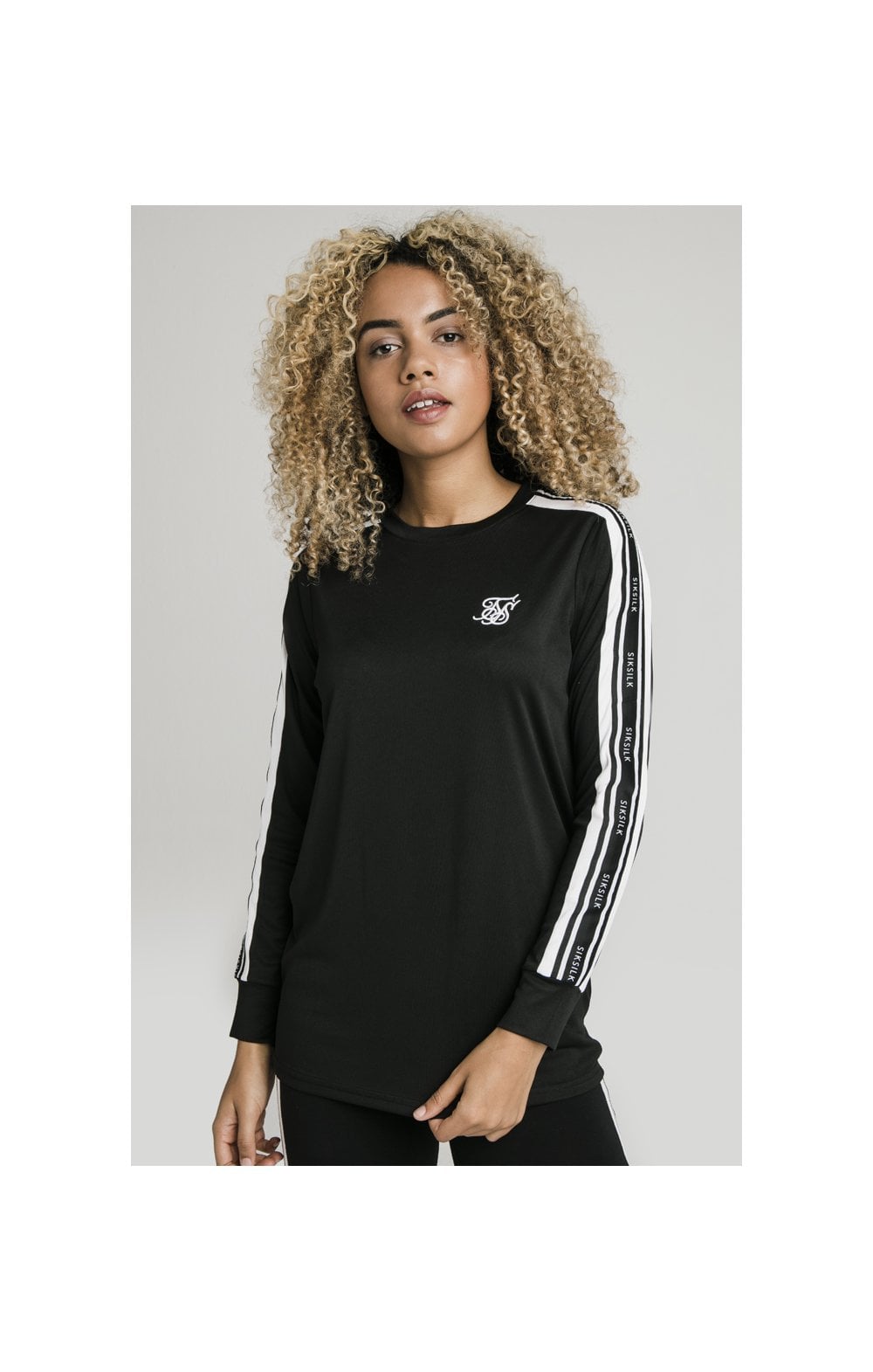 SikSilk L/S Taped Poly Tee - Black & White