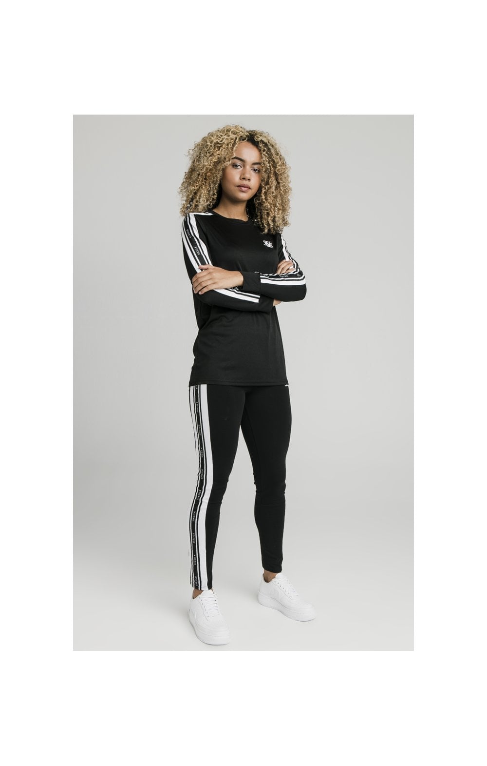 SikSilk L/S Taped Poly Tee - Black & White (3)