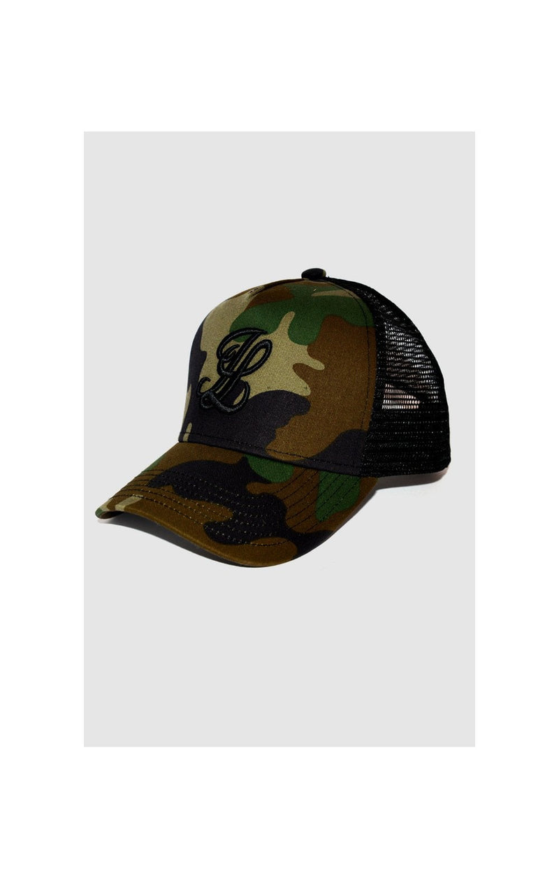 Illusive London Bent Peak Trucker - Black & Camo