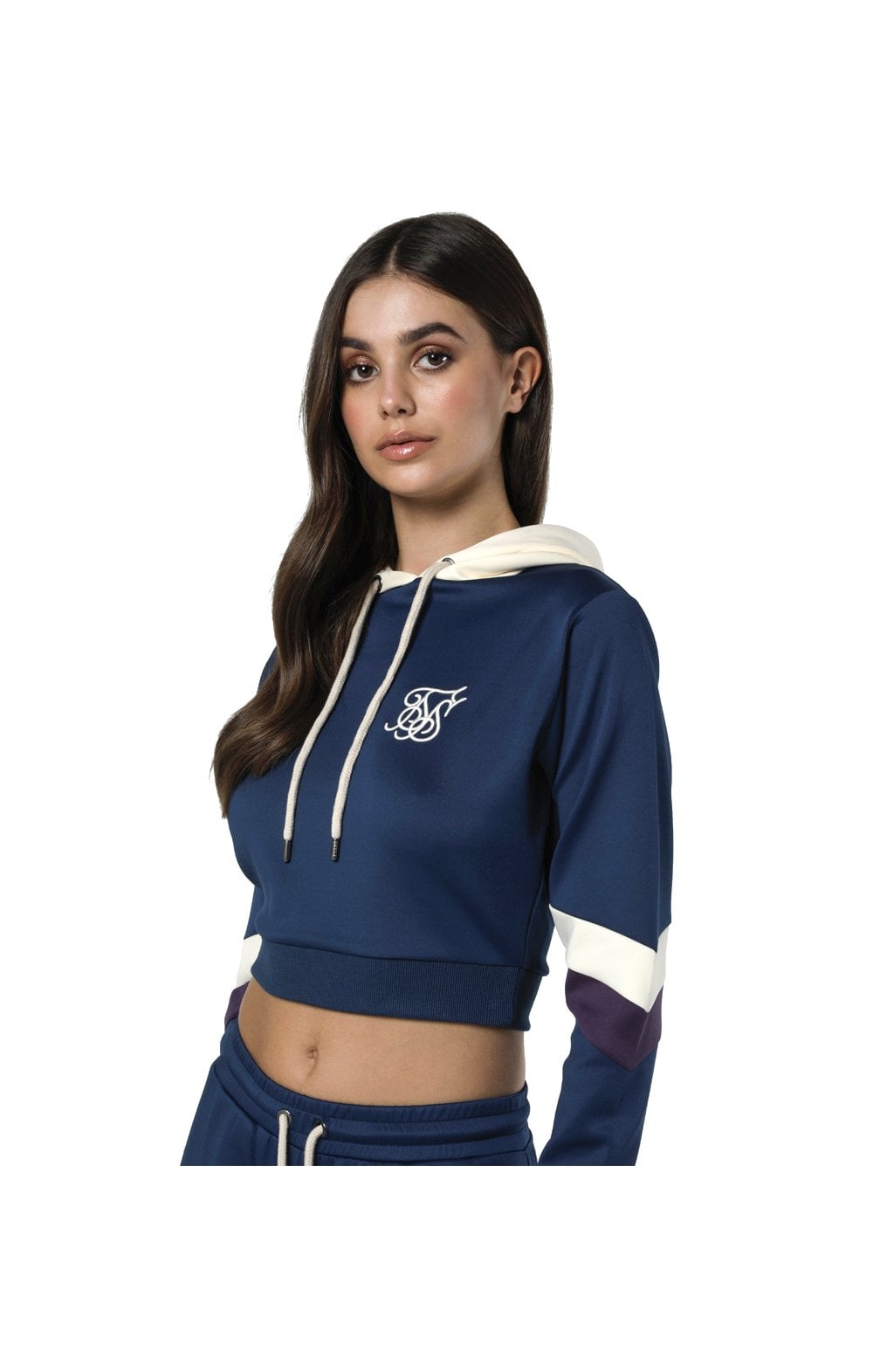 SikSilk Retro Cropped Panel Hoodie – Teal