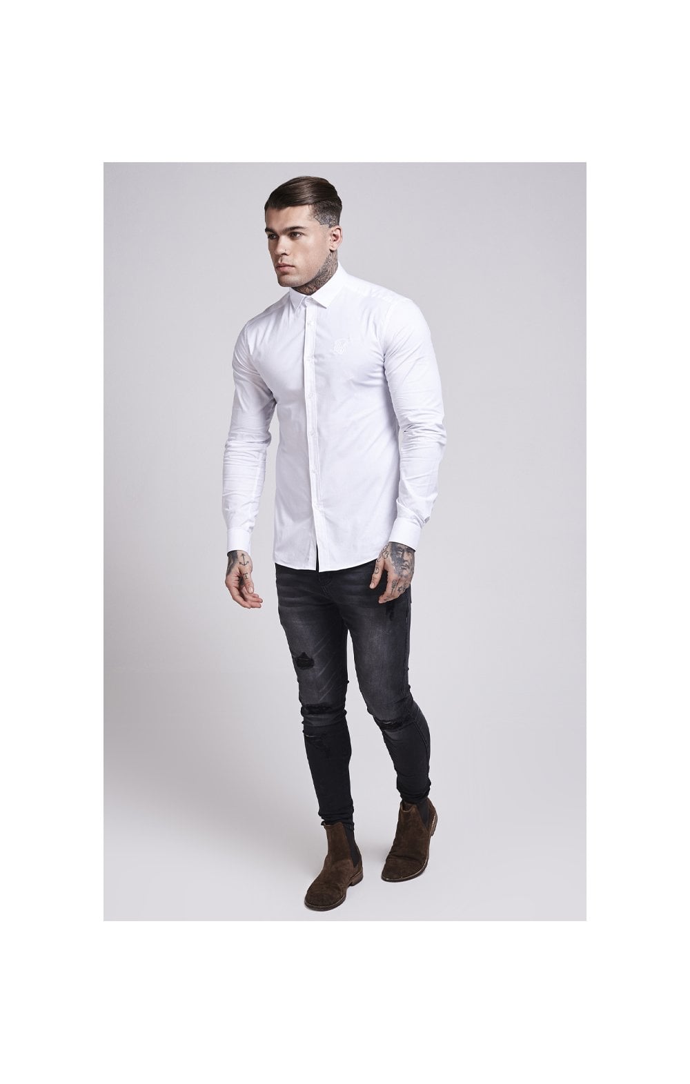 Load image into Gallery viewer, White Cotton Stretch Shirt (1)