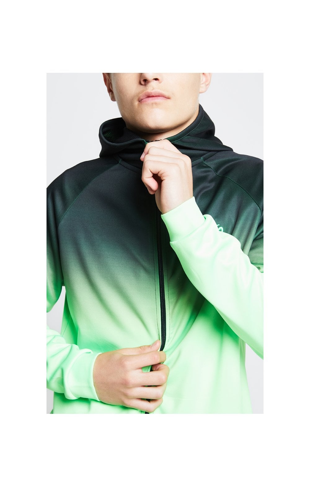 Illusive London Athlete Zip Through Hoodie - Black & Neon Green (1)