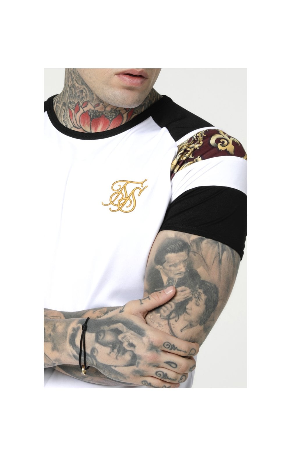 Load image into Gallery viewer, SikSilk Royal Venetian Sprint Tee - White,Black &amp; Deep Red (1)