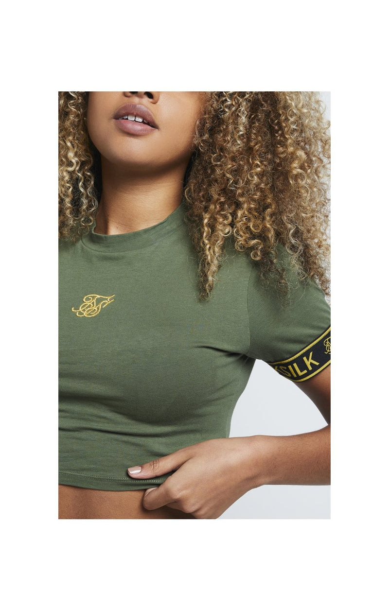 SikSilk Tape Cuff Crop Tee - Bronze Green