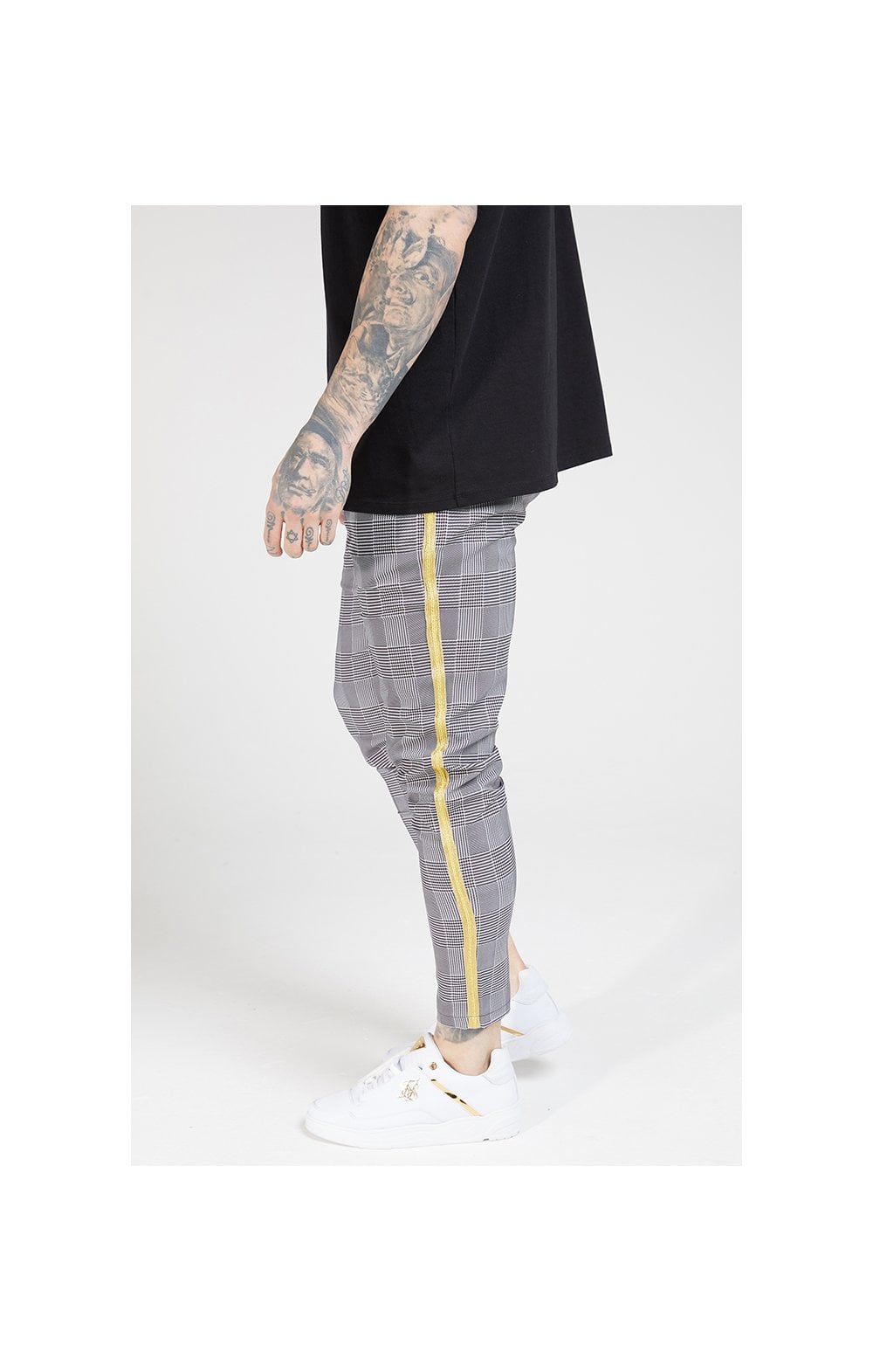 SikSilk Fitted Smart Tape Jogger Pant - Dogtooth Check (1)