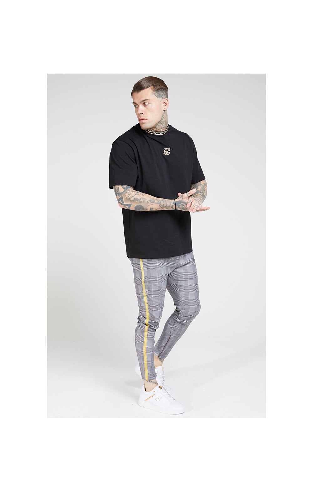 SikSilk Fitted Smart Tape Jogger Pant - Dogtooth Check (2)