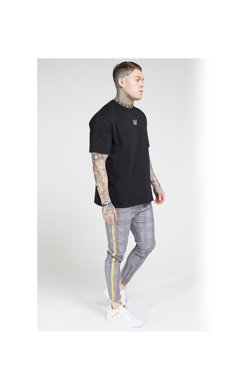 SikSilk Fitted Smart Tape Jogger Pant - Dogtooth Check (3)