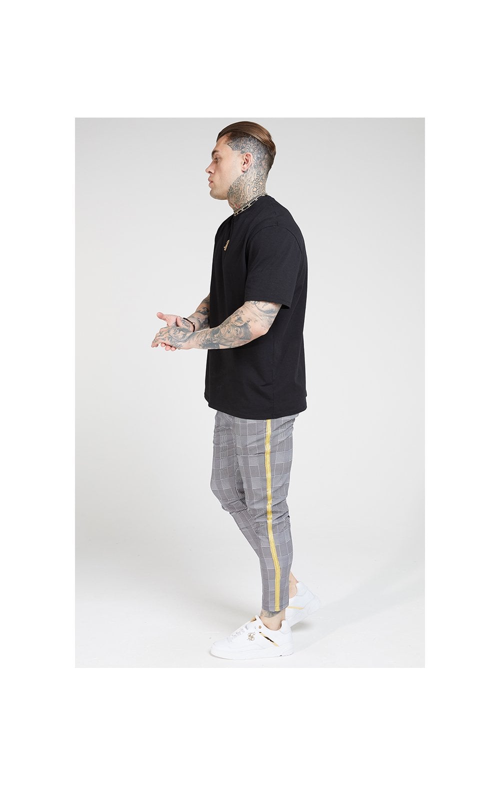 SikSilk Fitted Smart Tape Jogger Pant - Dogtooth Check (4)