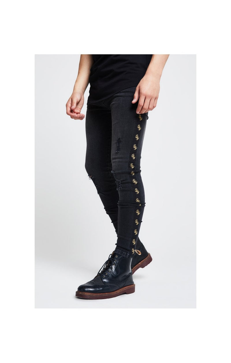 Boys Illusive Washed Black Taped Denim Jean