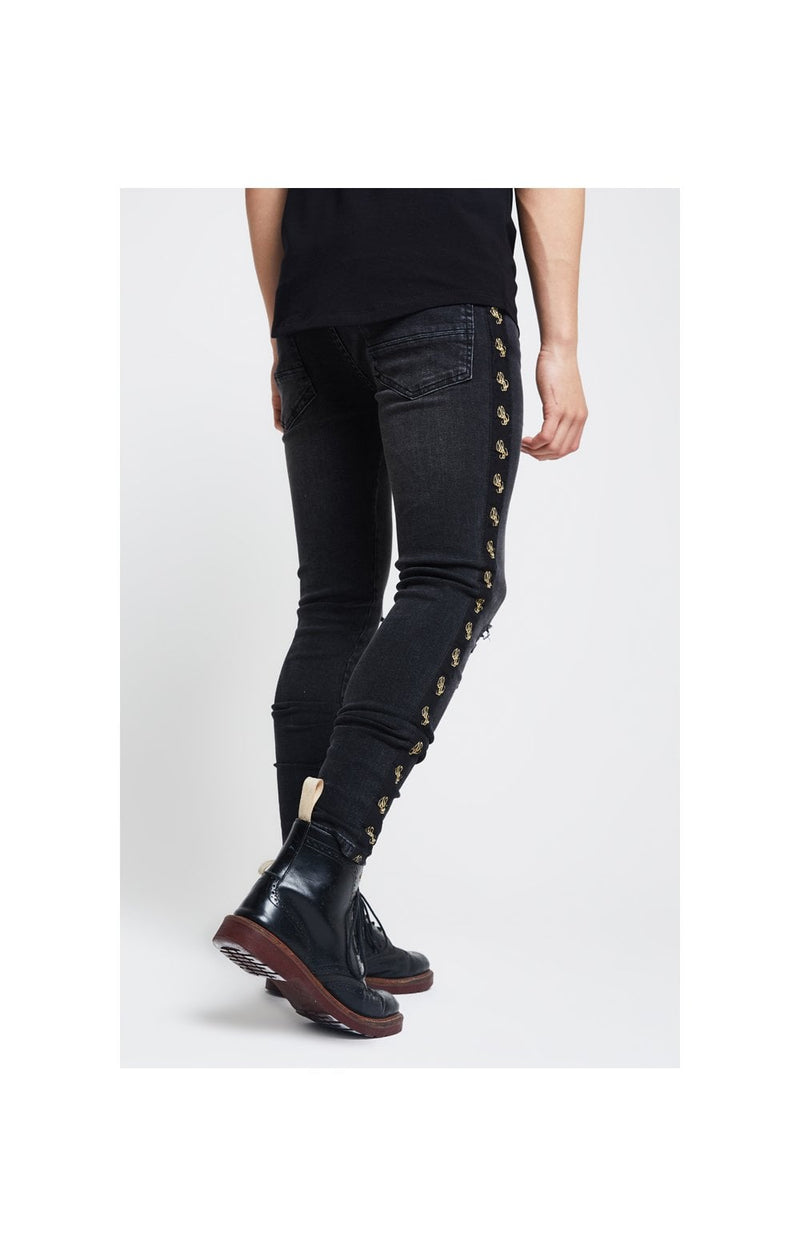 Boys Illusive Washed Black Taped Denim Jean (1)