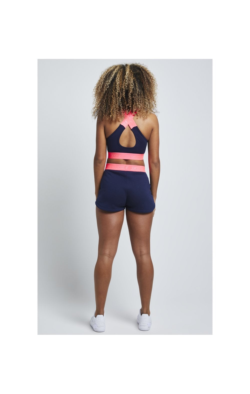 SikSilk Neon Tape Gym Shorts – Navy (4)