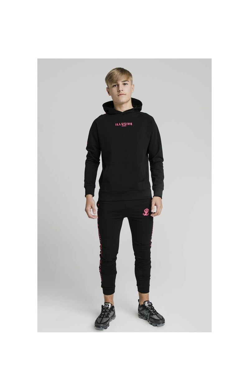 Illusive London Overhead Hoodie - Black & Neon Pink (1)