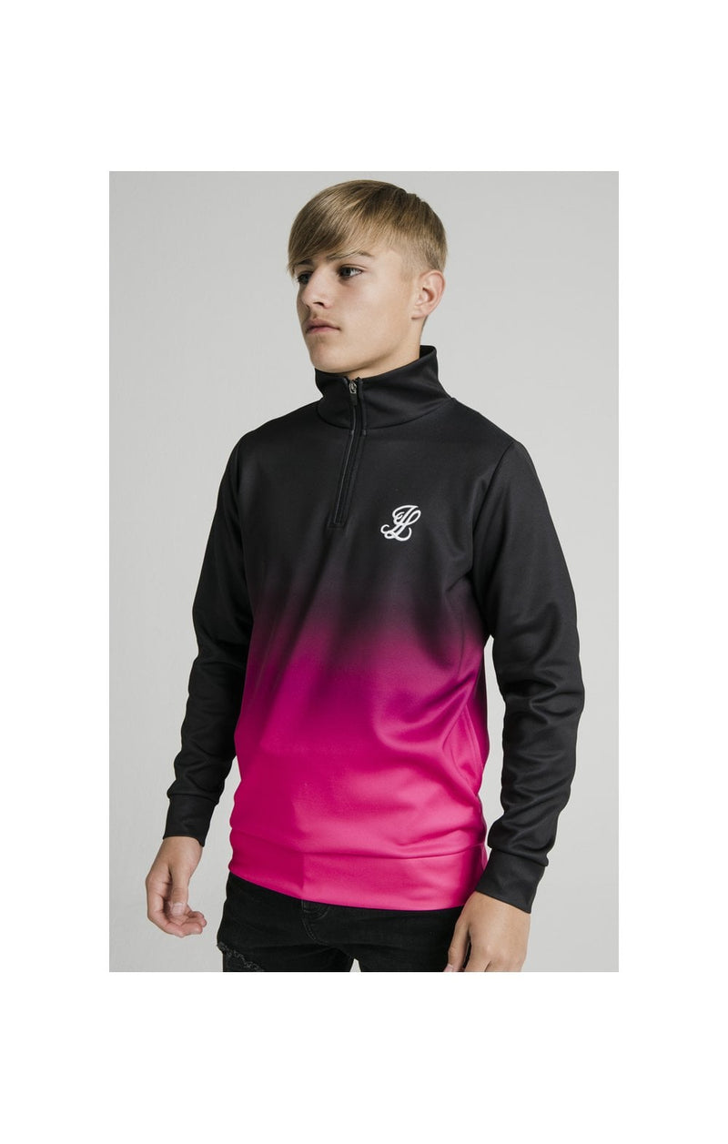 Illusive London Funnel Neck 1/4 Zip Hoodie - Black & Pink (1)