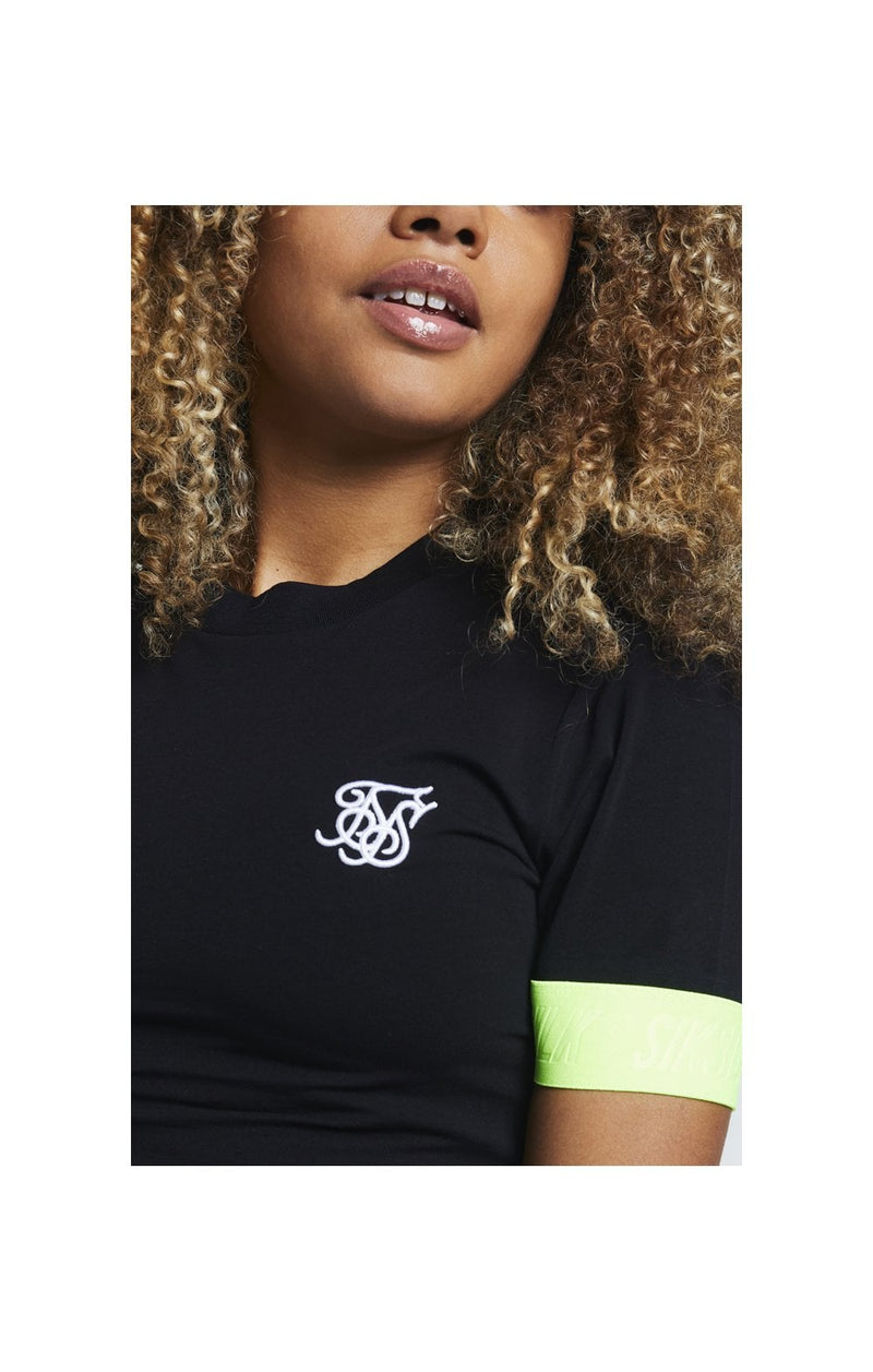 SikSilk Neon Tape Crop Tee - Black (1)