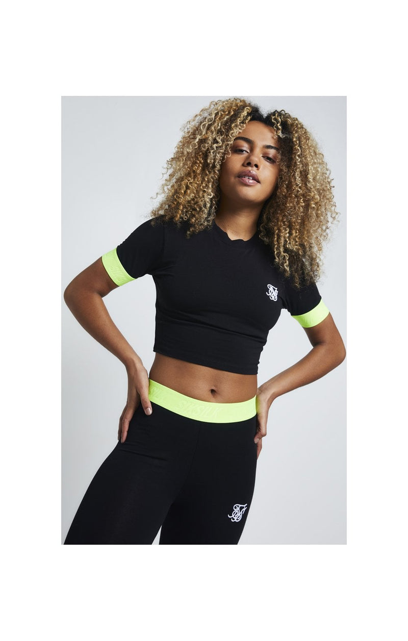 SikSilk Neon Tape Crop Tee - Black