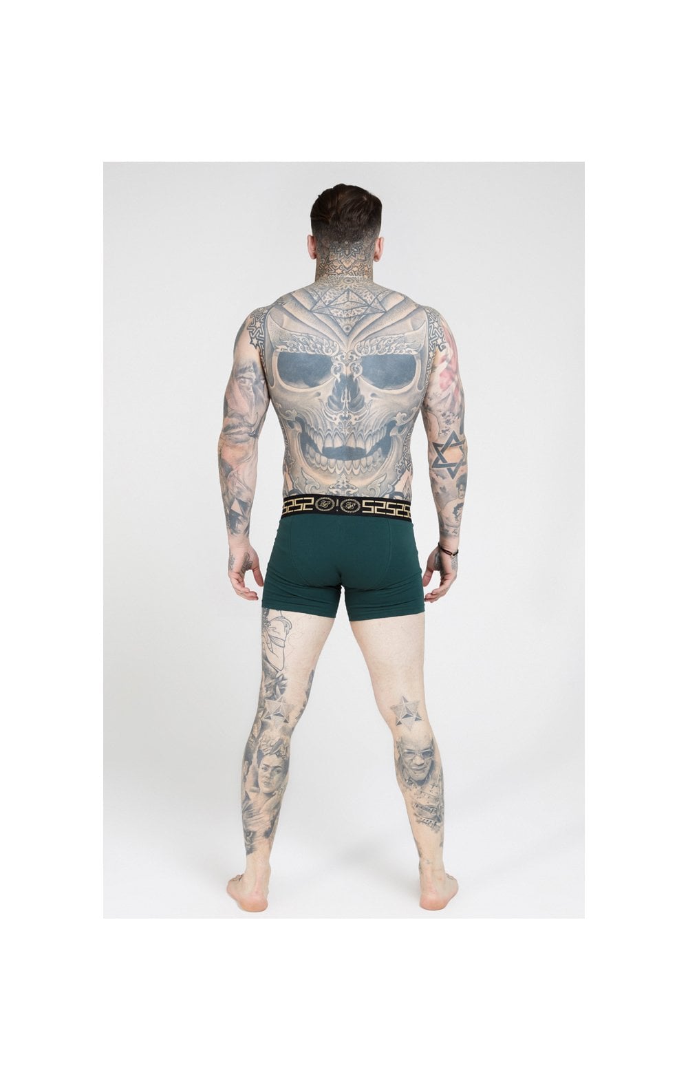 SikSilk Cartel Tape Boxer Shorts (2 Pack) - Green & Grey Marl (6)