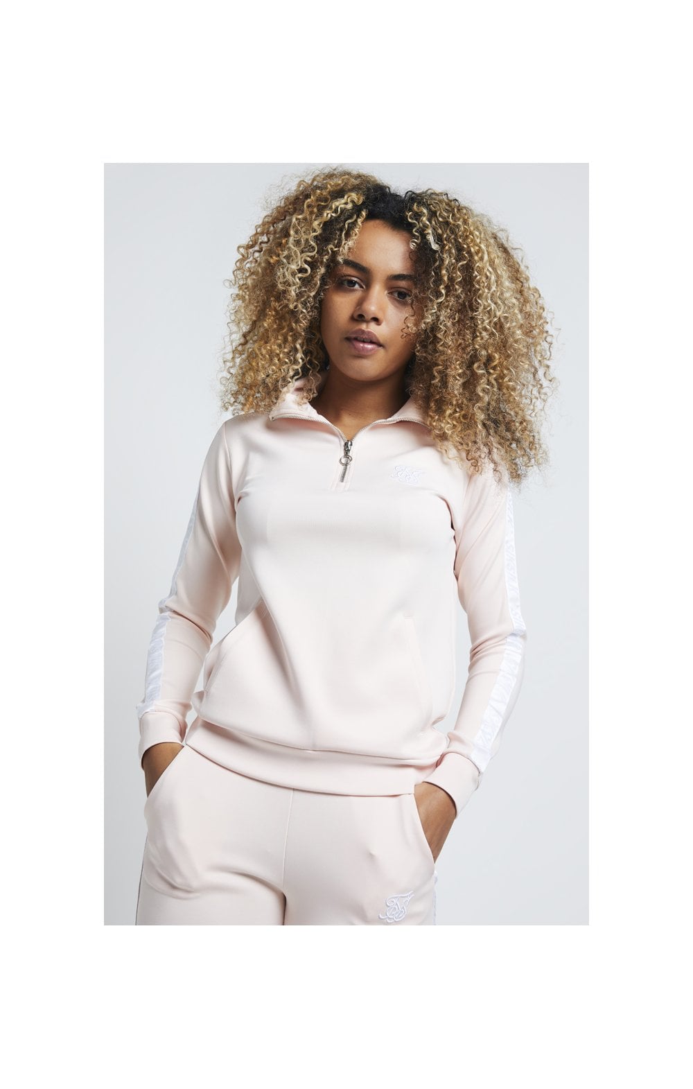 Load image into Gallery viewer, SikSilk 1/4 Zip Tape Track Top - Cloud Pink (1)