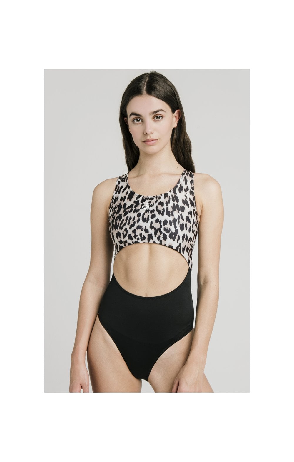 SikSilk Cut Out Swimsuit – Black & Leopard (2)