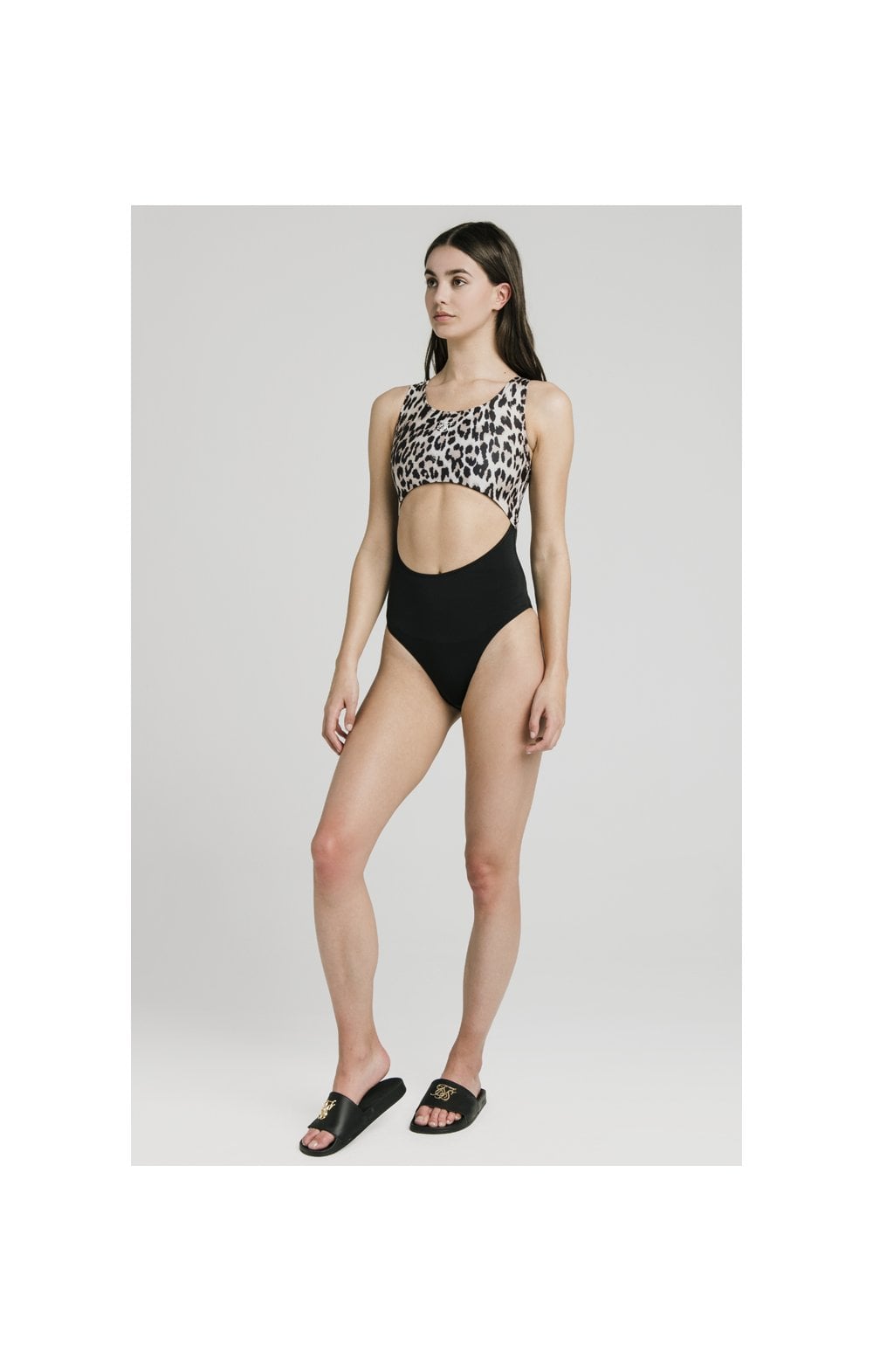 SikSilk Cut Out Swimsuit – Black & Leopard (3)