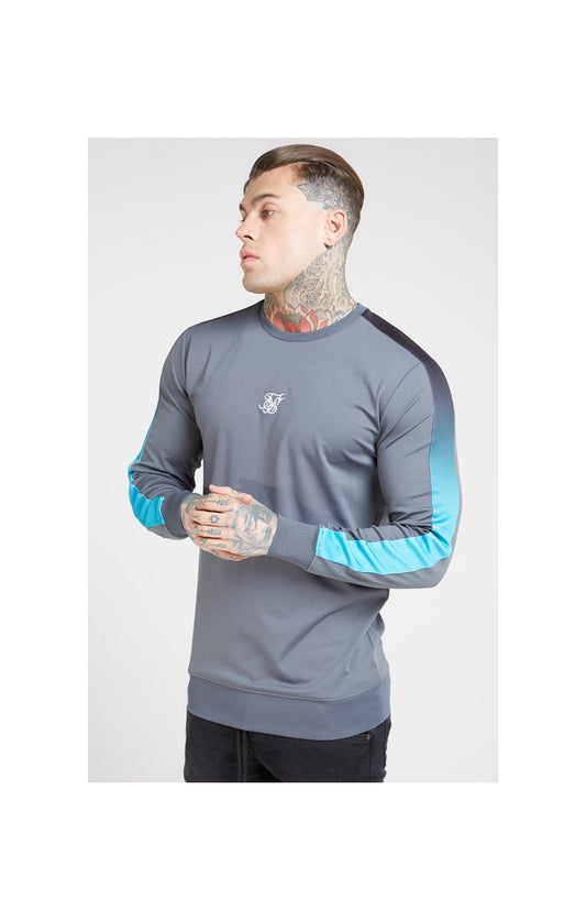 SikSilk Fade Panel Crew Sweat – Slate