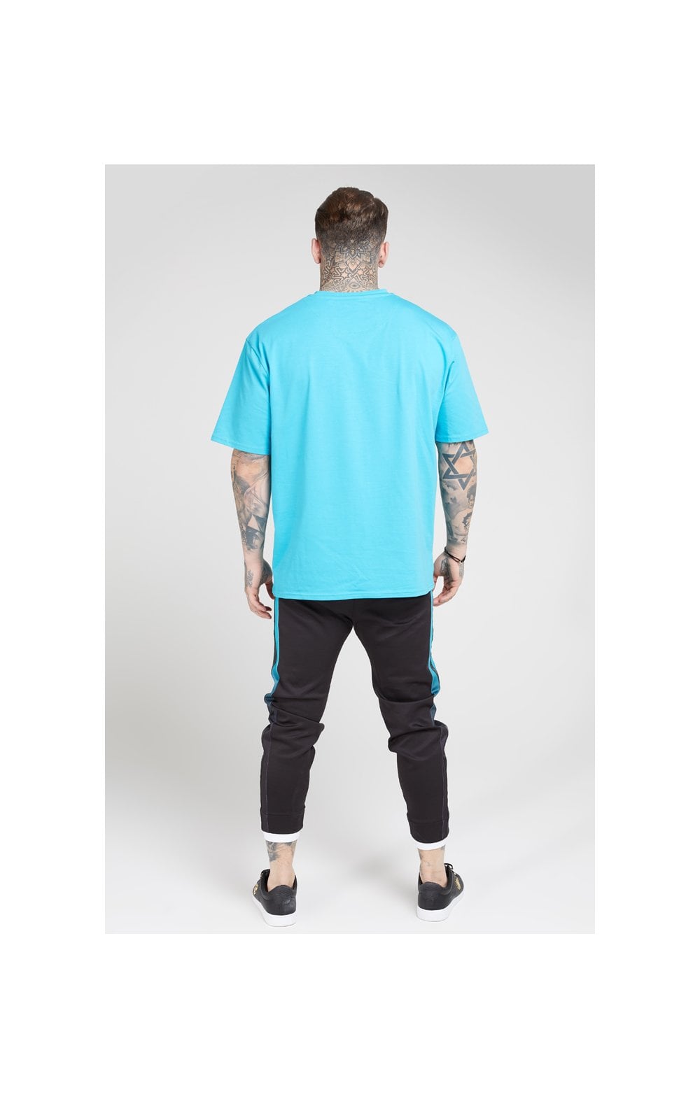 SikSilk Fitted Tape Track Pants – Black & Teal (3)