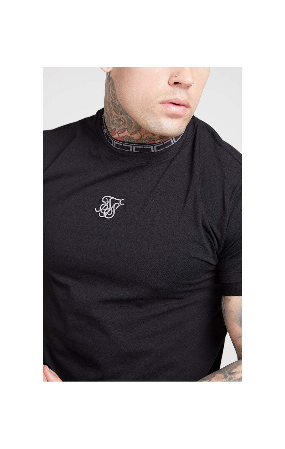 SikSilk Tape Collar Cuff Tee - Black (1)