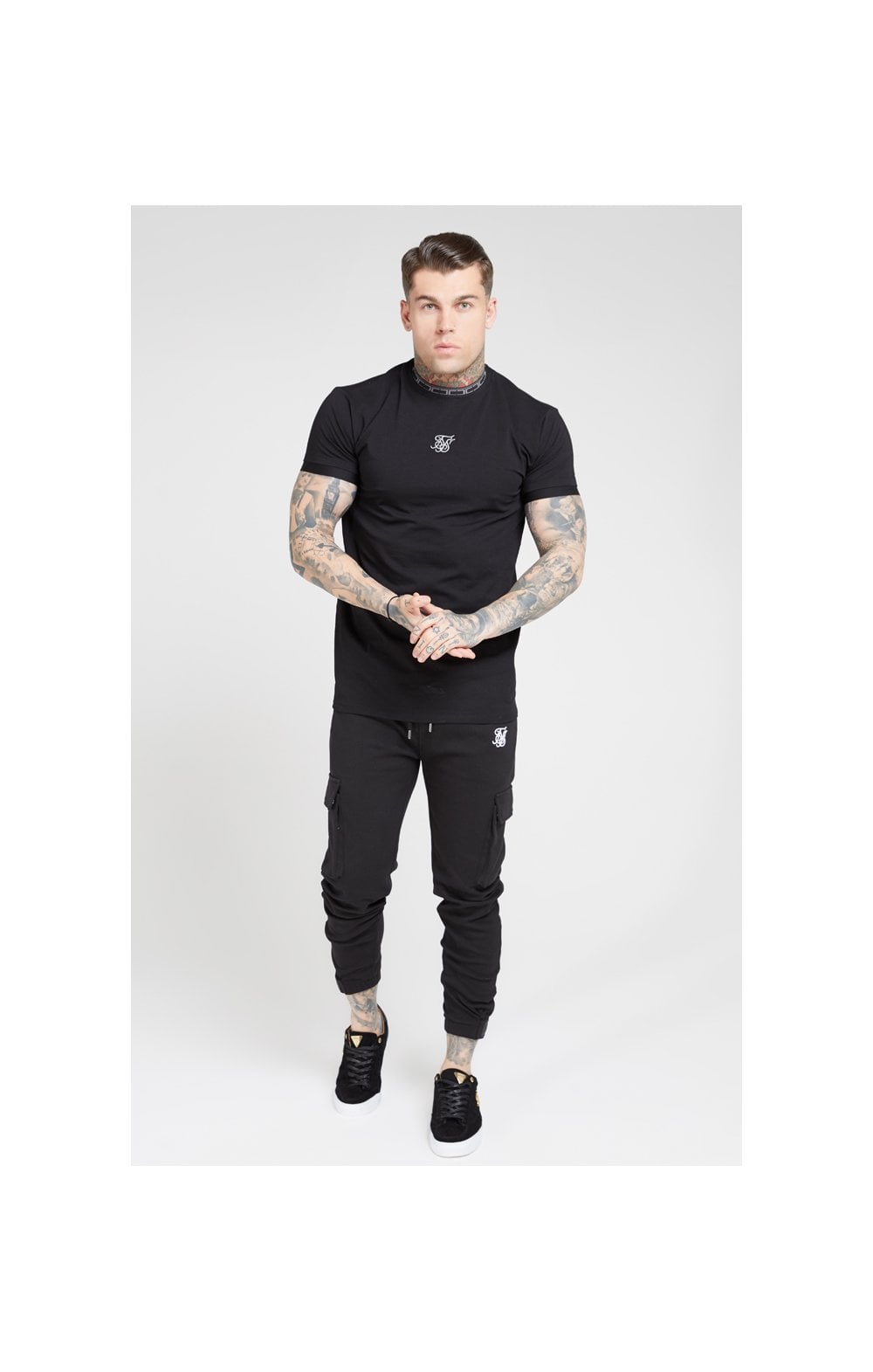 SikSilk Tape Collar Cuff Tee - Black (2)