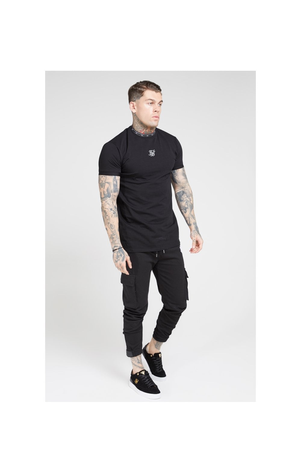 SikSilk Tape Collar Cuff Tee - Black (3)