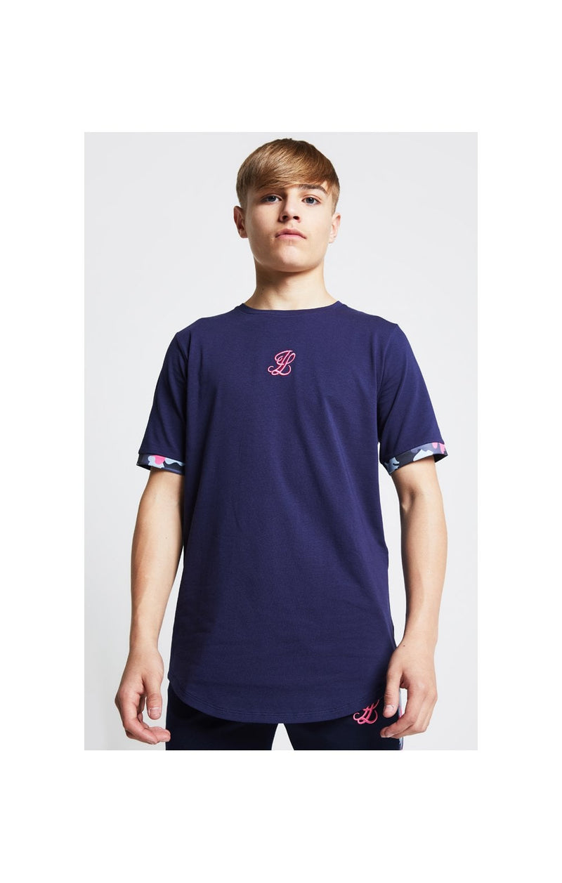 Illusive London Contrast Cuff Tee – Navy & Neon Pink Camo (1)