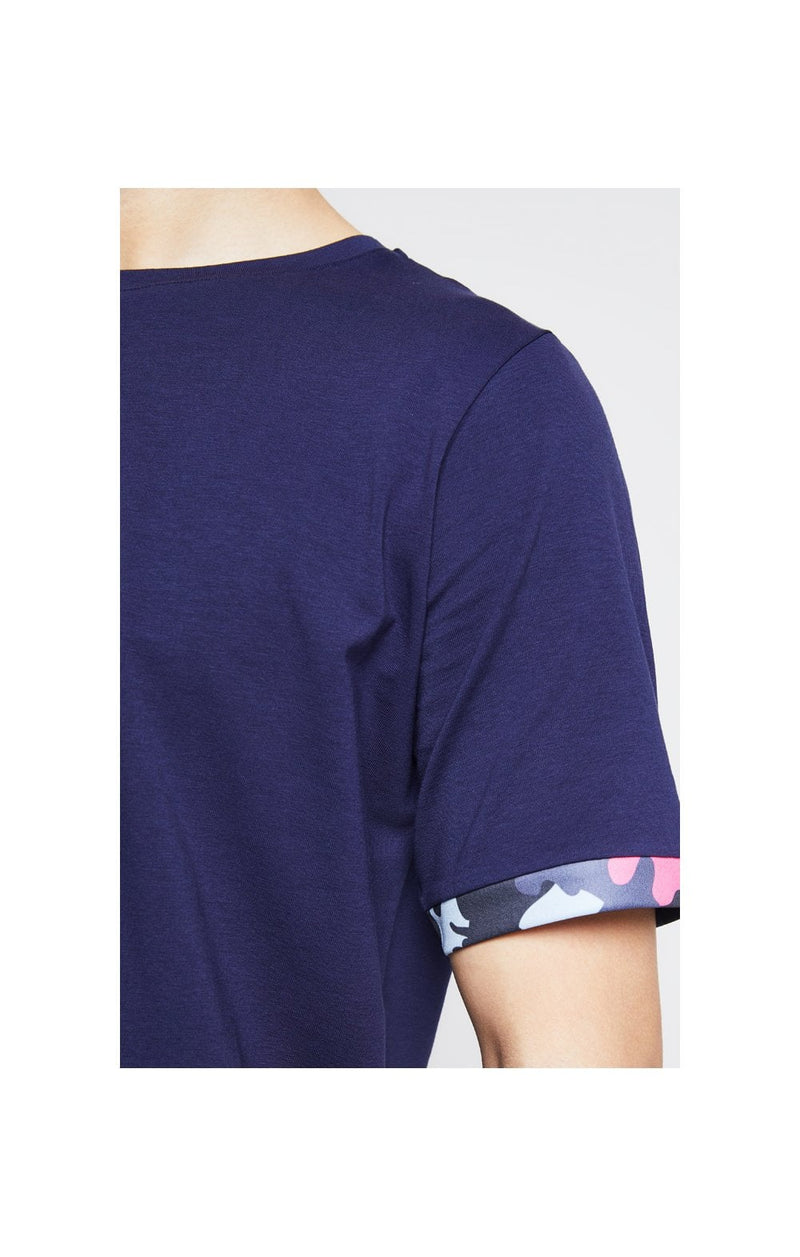 Illusive London Contrast Cuff Tee – Navy & Neon Pink Camo