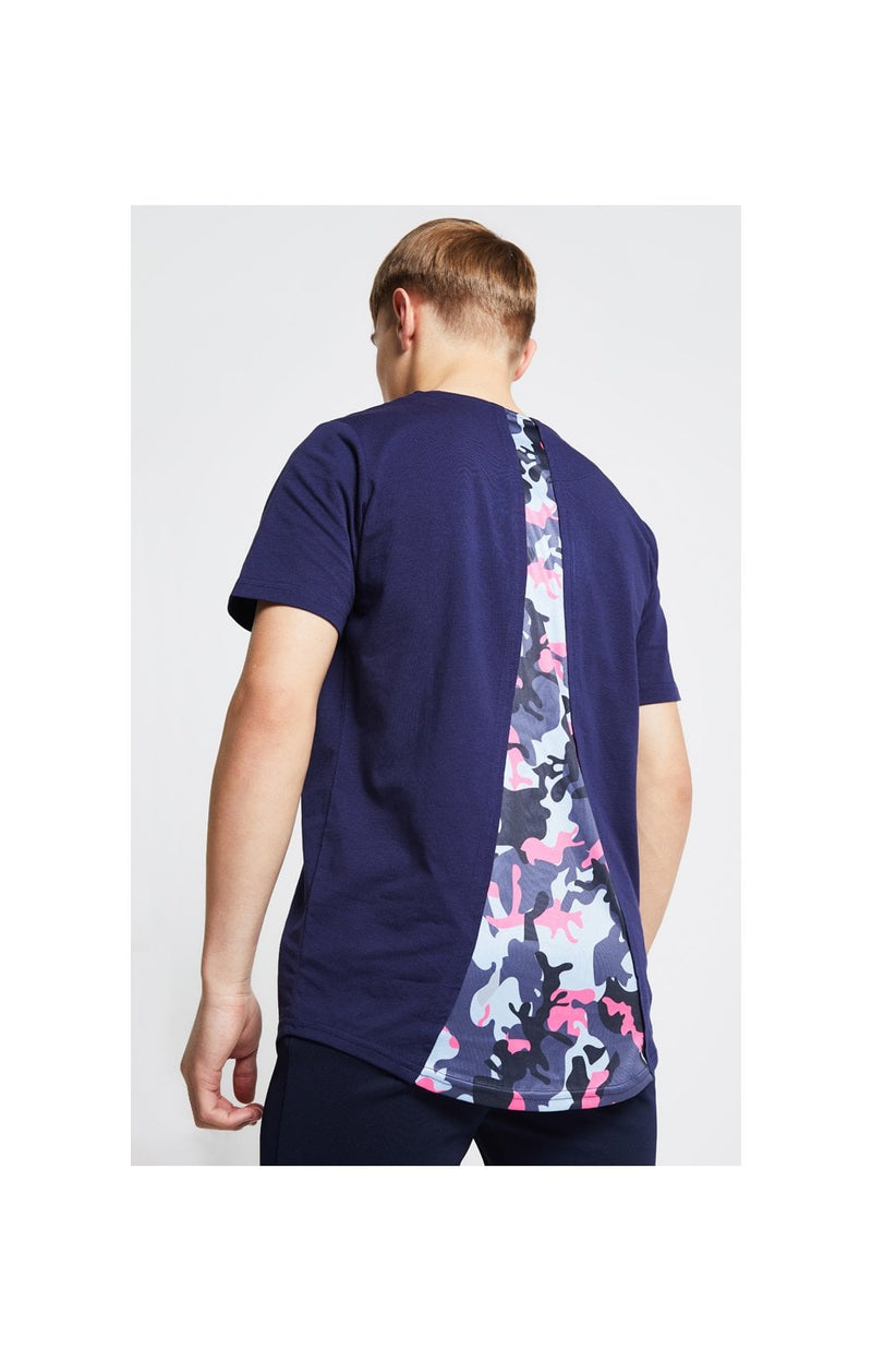 Illusive London Racer Back Tee – Navy & Neon Pink Camo