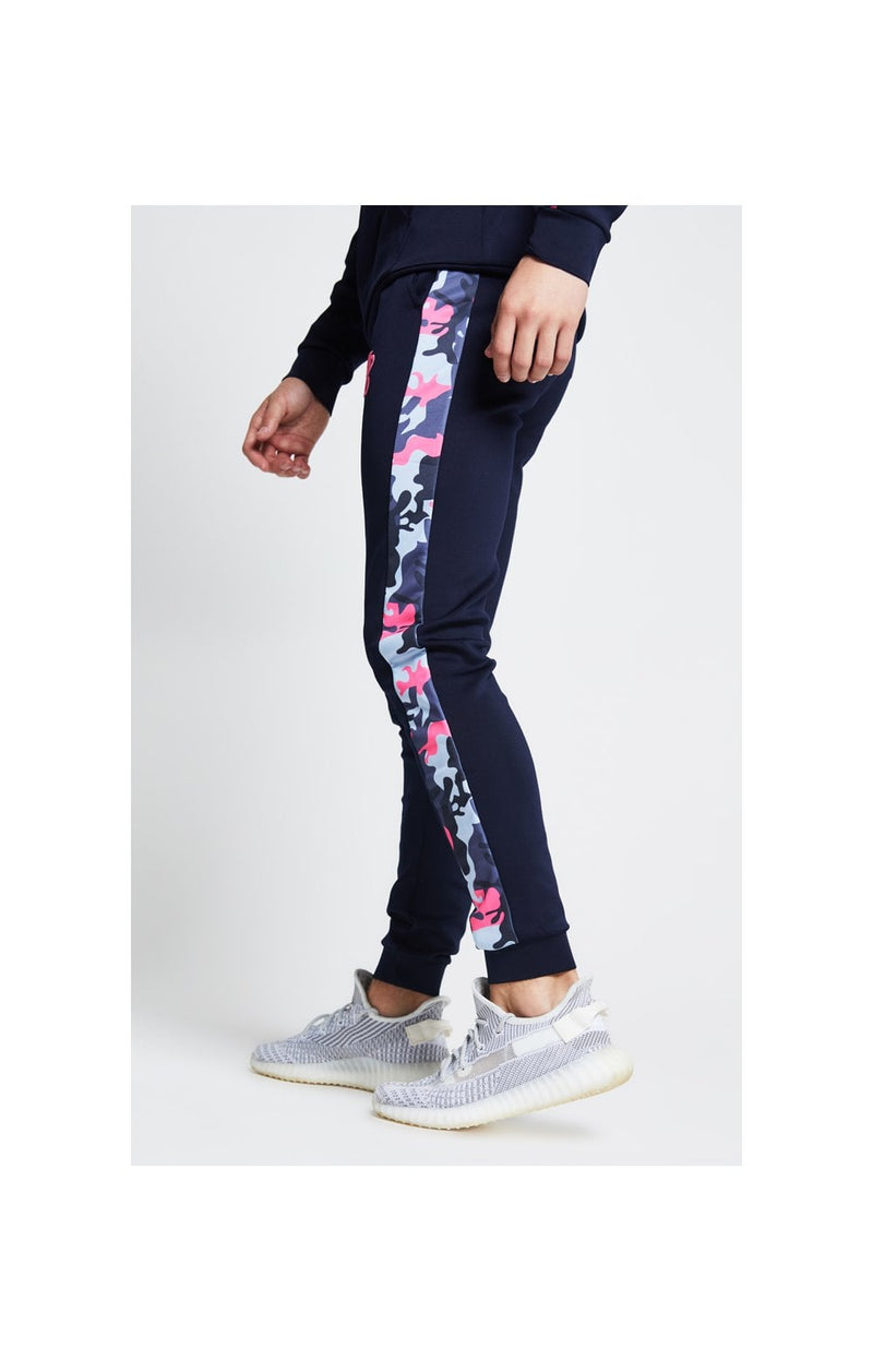 Illusive London Fade Panel Cuffed Joggers – Navy & Neon Pink Camo (1)