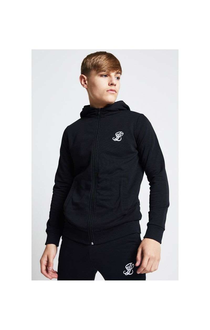 Boys Illusive Black Zip Thru Hoodie