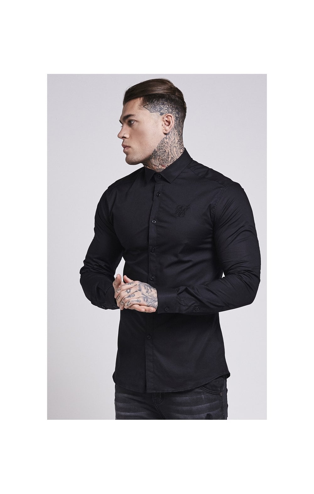 Black Cotton Stretch Shirt