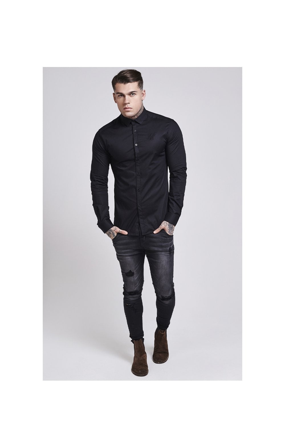 Black Cotton Stretch Shirt (2)