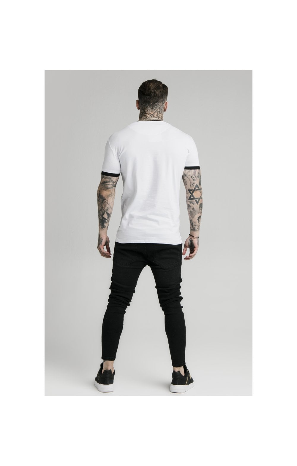 SikSilk S/S Inset Straight Hem Ringer Gym Tee – White (4)