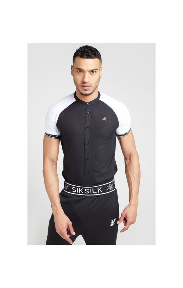 SikSilk S/S Oxford Raglan Tech Shirt - Black & White
